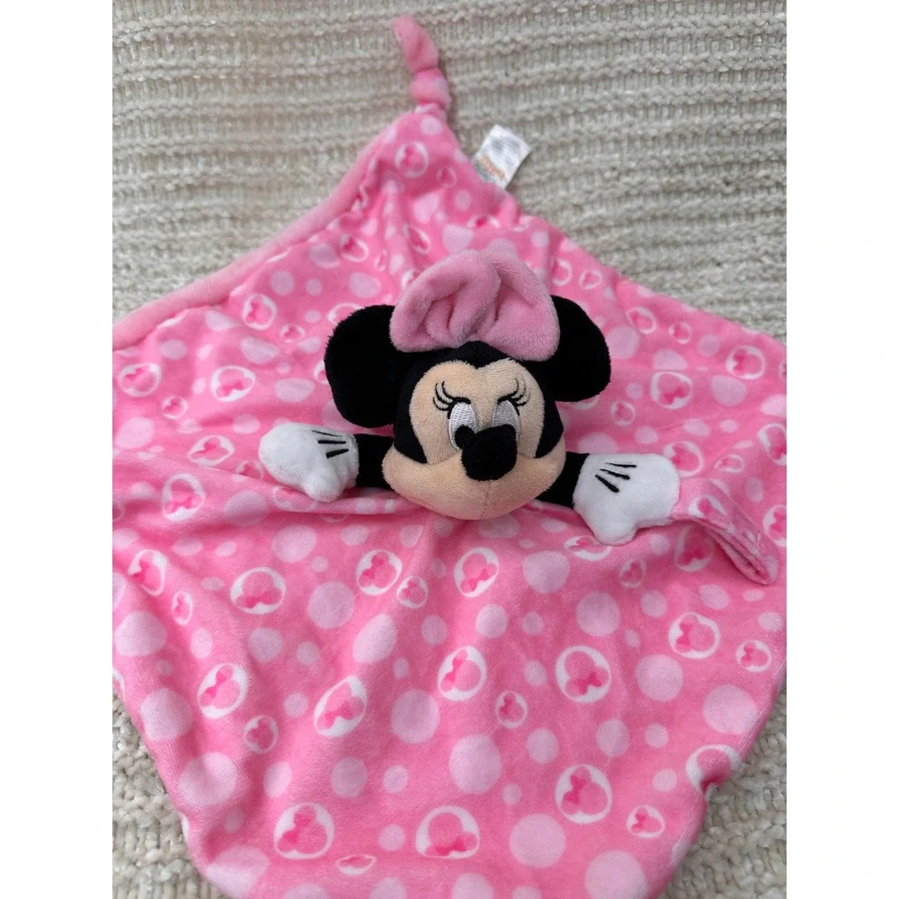 Disney Baby Minnie Mouse Lovey Security Blanket Pink‎ Polka Dot Plush Kids Toy